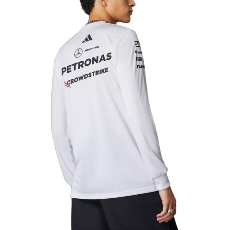 Adidas X Футболка гонщика команды Mercedes-Amg Petronas F1 с круглым вырезом и длинным рукавом для мужчин, топы, белая, черная JX5801