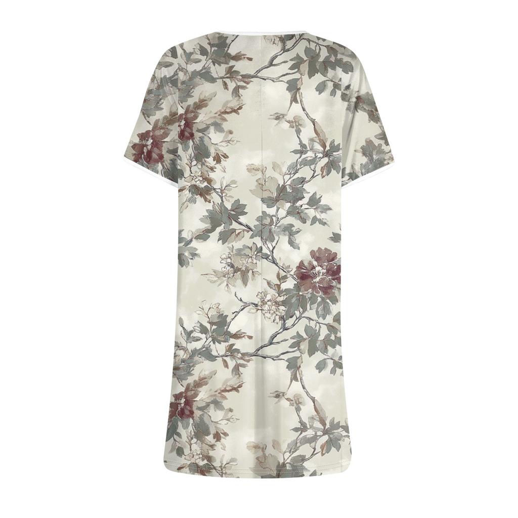 Женское модное повседневное платье с цветочным принтом, круглым вырезом, короткими рукавами, мини-юбкой
