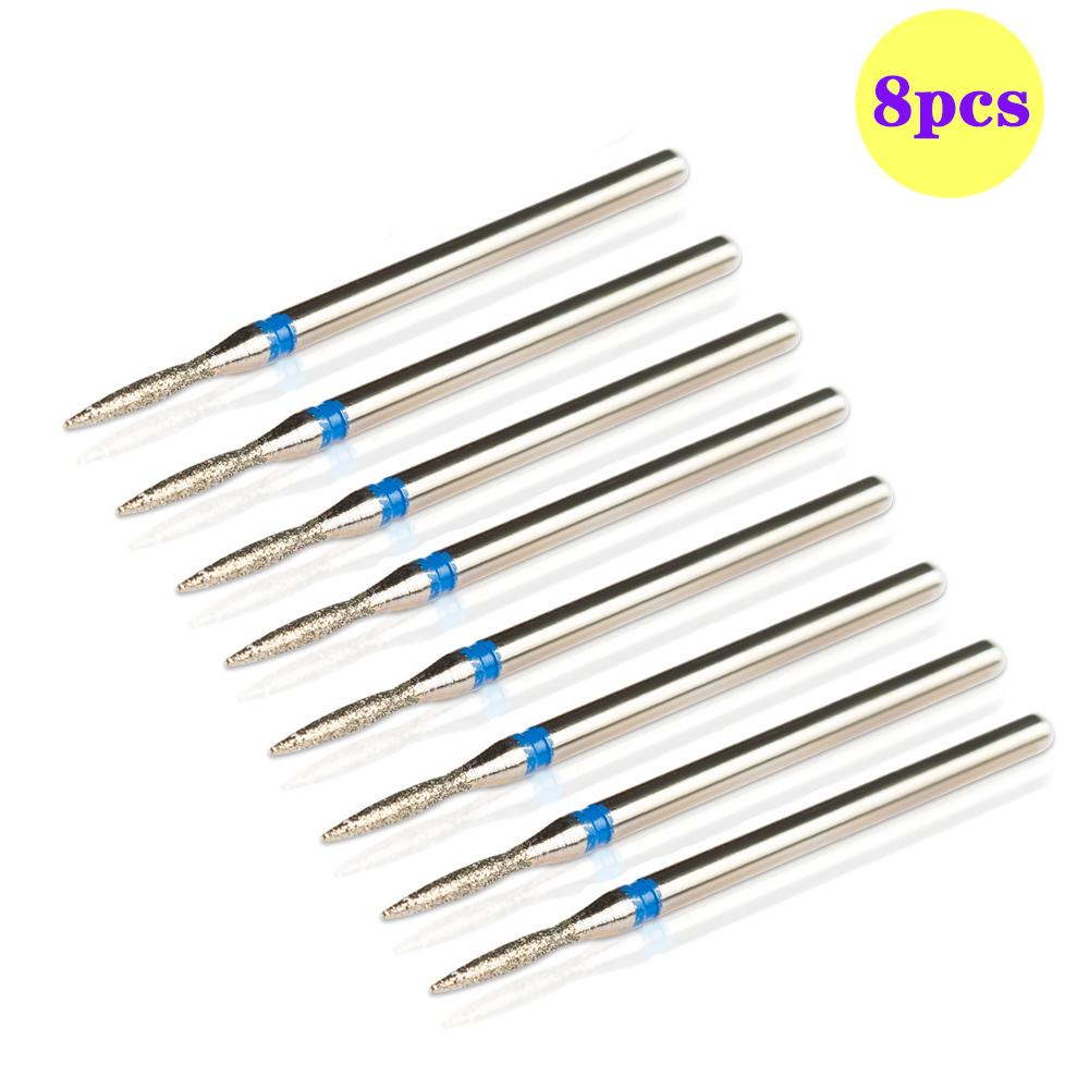 8pcs Diamond Nail Drill Bits Set Cuticle Cleaner Bit for Acrylic Nail Gel Removing Milling Cutter Manicure Machine Accessories