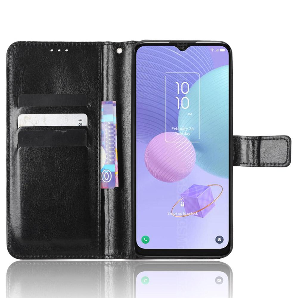 Для TCL 405/406/408/T506D Чехол для телефона из ПУ кожи Текстура "Crazy Horse" Книжка-кошелек со стендом Чехол для смартфона с ремешком