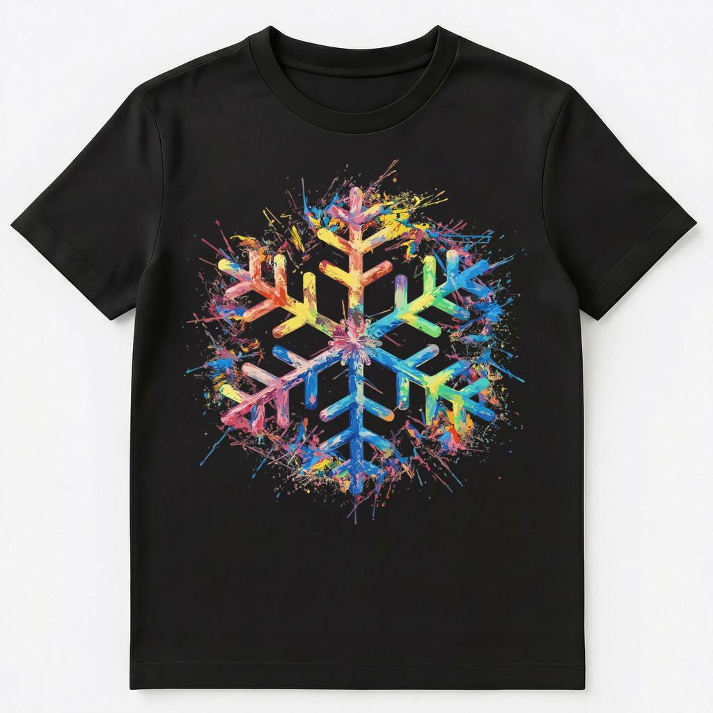 Colorful Paint Splash Snowflake Art Graphic Unisex T-Shirt