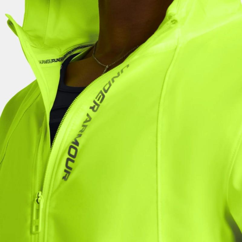 Under Armour UA OutRun The Storm Hooded Printed Letter Zip Design Jacket Women Jackets Lemon-Yellow 1377043-731