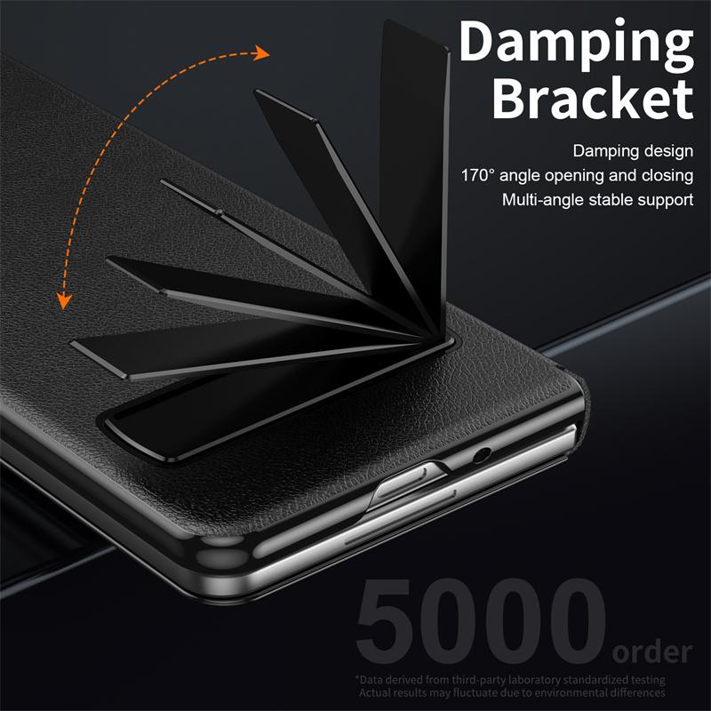 Изящный кожаный магнитный защитный чехол для Samsung Z Fold7 Fold6 с регулируемой подставкой-держателем из сплава для Galaxy Z Fold 7 6 5 4