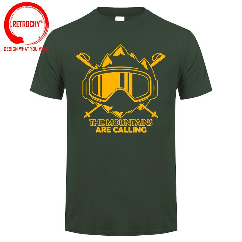 The Mountains Are Calling T Shirt Unisexs Unisexs Ski Snowboard Tshirt Skiing TShirt Cool Enthusiastic Skier Mask Design Tee Shirt