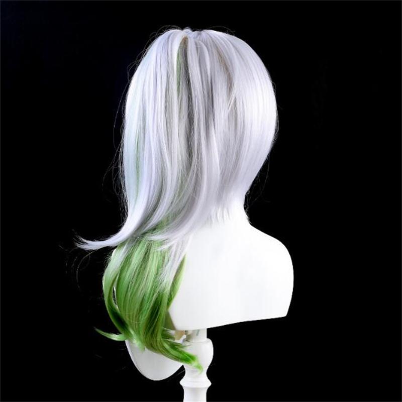 Парик для косплея Nahida, 55 см, Genshin Impact, Nahida Sumeru, смешанные цвета, градиенты, на клипсе, хвостик, парики для Хэллоуина