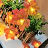 6M Maple Leaf Garland Fairy Lamp 40 LED Light-up Artificial Red Leaves Vine Indoor Outdoor Halloween Fall Harvest Festival Thanksgiving Decoration