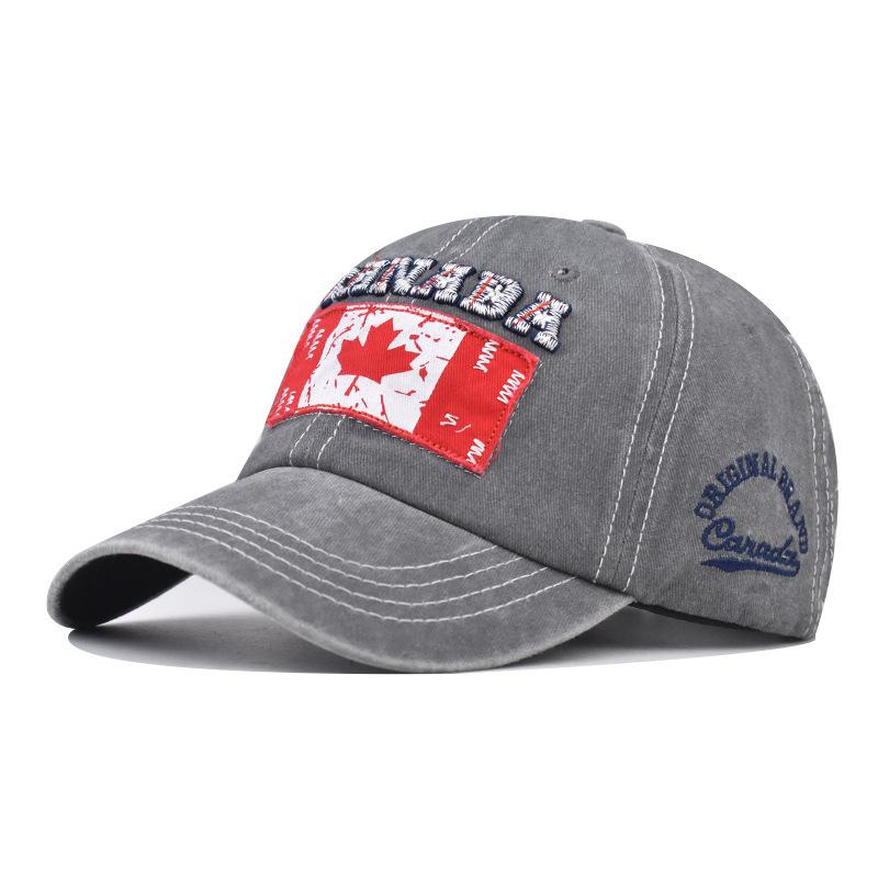 Вышитая бейсболка из стираного хлопка с изображением кленового листа в канадском стиле Выстиранная и старая канадская кепка
