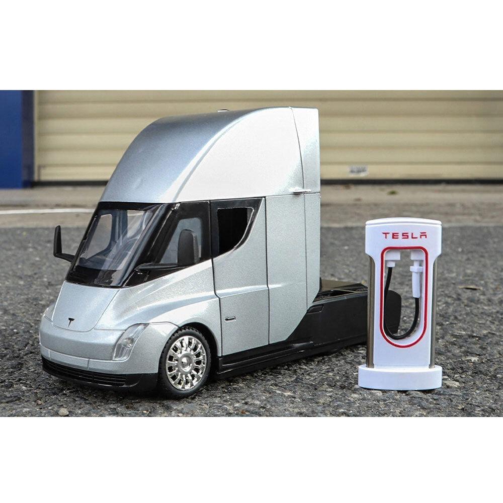 1/32 Tesla Trailer Литая модель игрушечного автомобиля для детей, коллекция для мальчиков