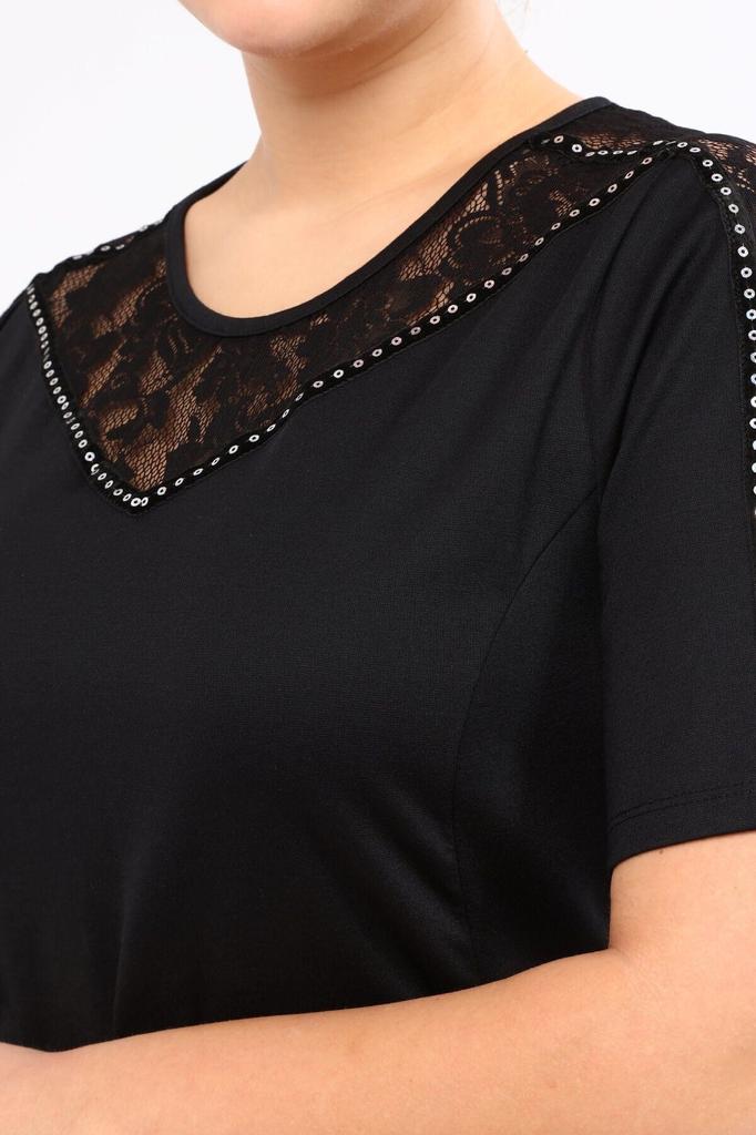 Женское платье большого размера с кружевом и отделкой лентами на плечах