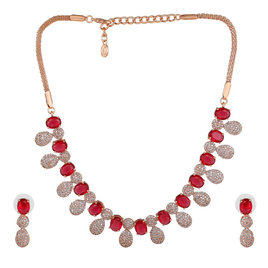 Комплект ослепительного ожерелья Estele с покрытием из розового золота, цирконием, турмалином, розовыми и белыми камнями для девочек и женщин