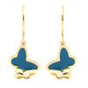 [R4458] - Gold Turquoise 'Butterfly' Steel Designer Earrings - 10x8 Mm