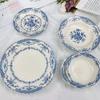 European Style Dinner Plate Ceramic Plates Dessert Dish Set Salad Tableware Plant and Flower Pattern Plates Household Use Steak