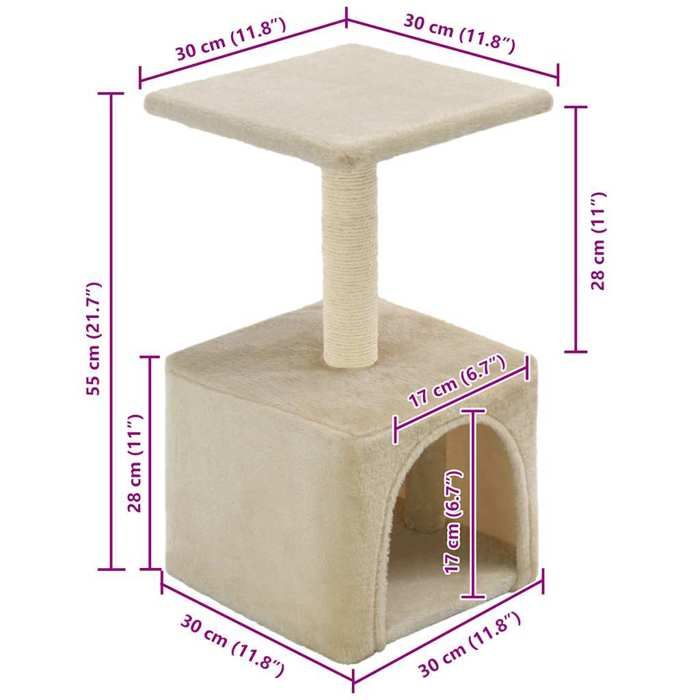VidaXL Cat Tree with Sisal Scratching Posts 55 Cm Beige