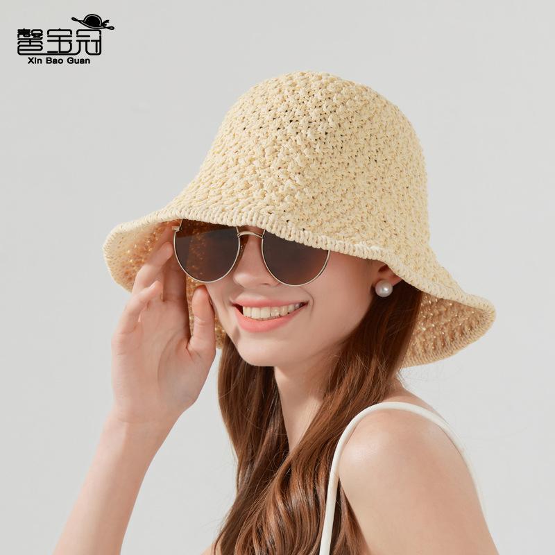 Летняя плетеная шляпа от солнца женская для лица маленькая панама с защитой от солнца повседневная универсальная панама из соломы пляжная шляпа