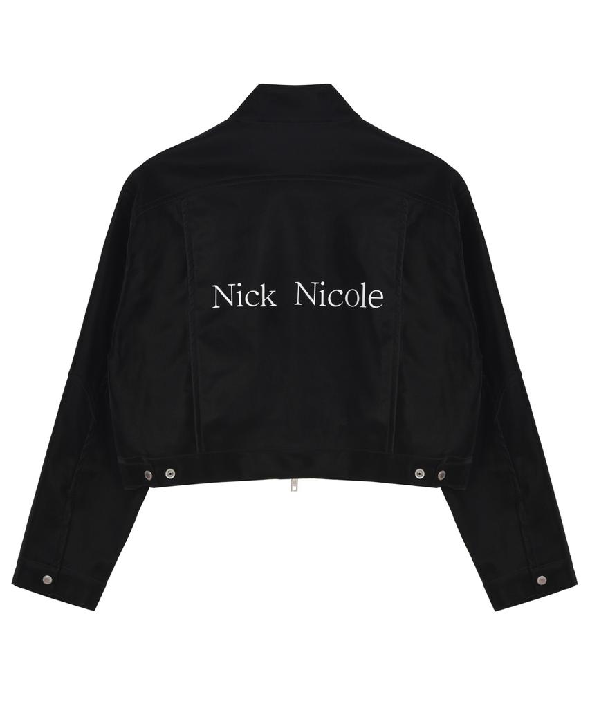 Nick&Nicole Satin Leather Crop Blouson Jacket_Black