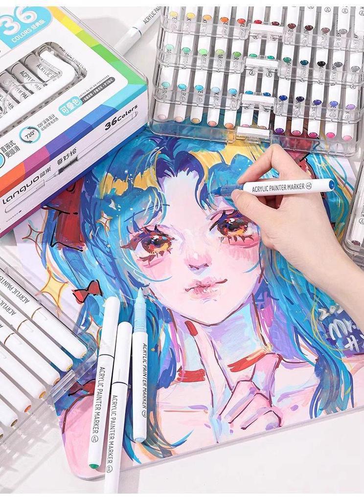 Blue Fruit Liquid Acrylic Marker Set - Soft Tip for Art Students, Elementary School Gift Box