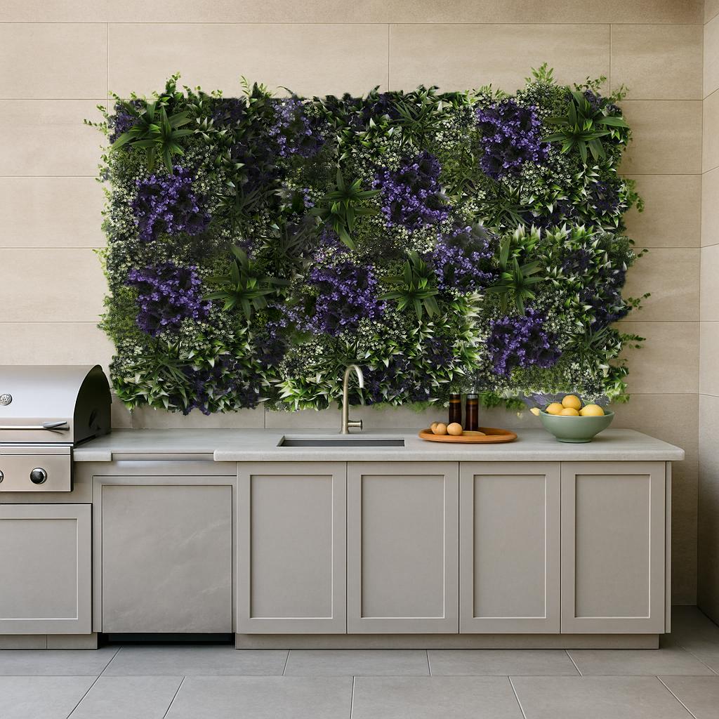 Zielona ściana - panel roślinny - violet flowers - uv 50 x 50