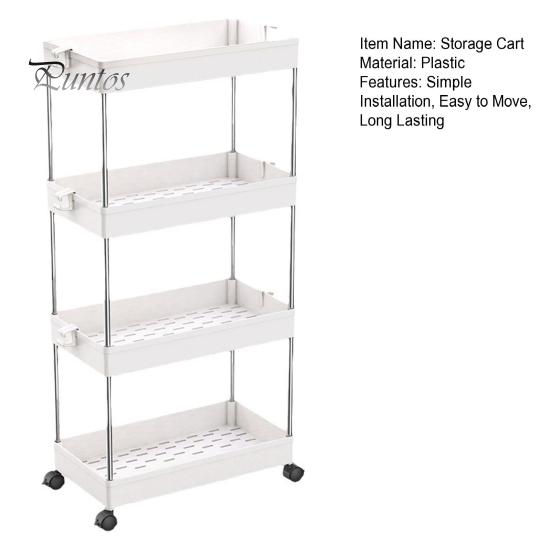 Тележка для хранения, 3-х уровневая мобильная полка-органайзер, большая вместимость, простая установка, регулируемый дизайн, тележка для хранения на колесиках