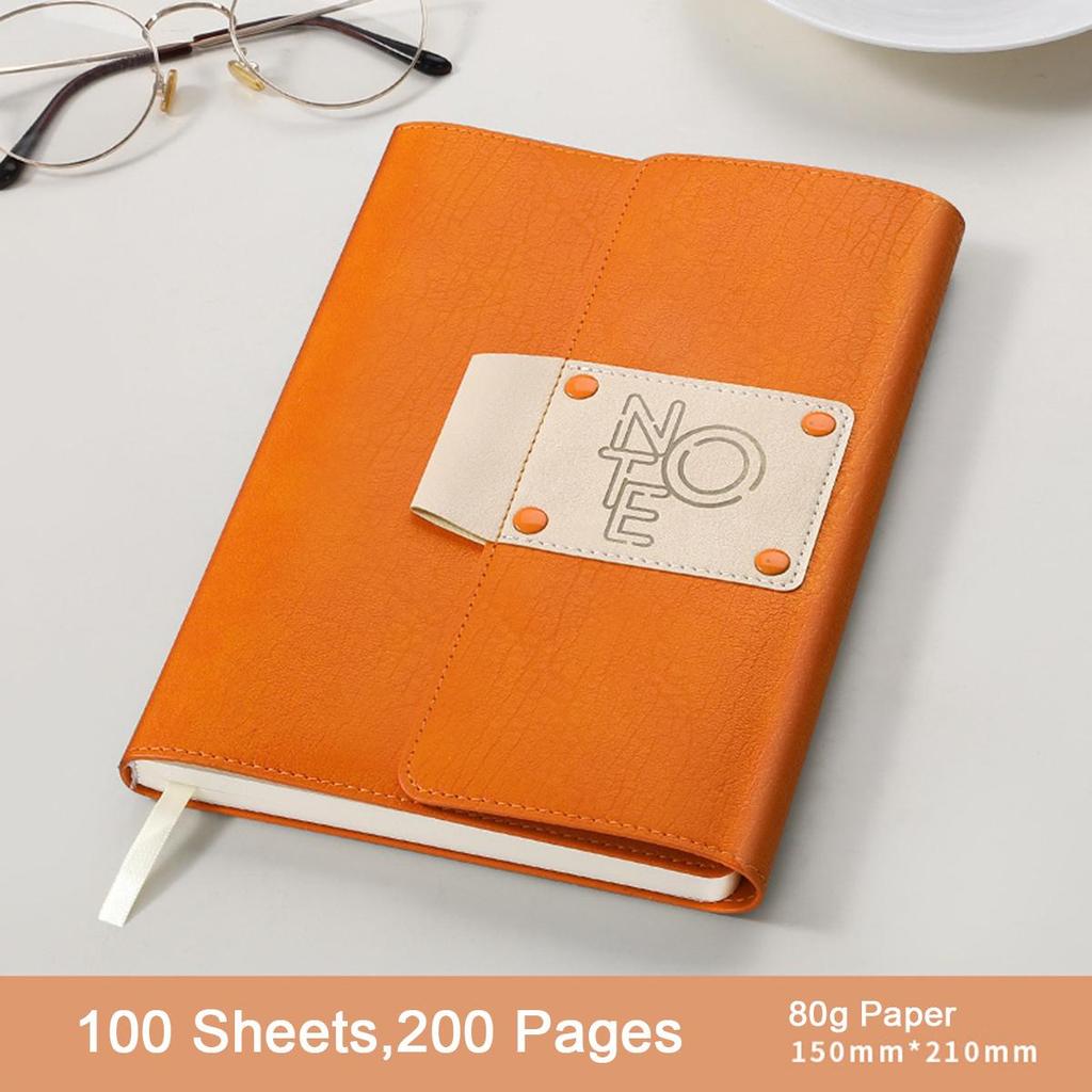 A5 Leather Student Subject Notebook, Thick Diary, Buckle Work Notebook, Business Meeting Record Book, Excerpt Book, Lined Pages, Travel Diary