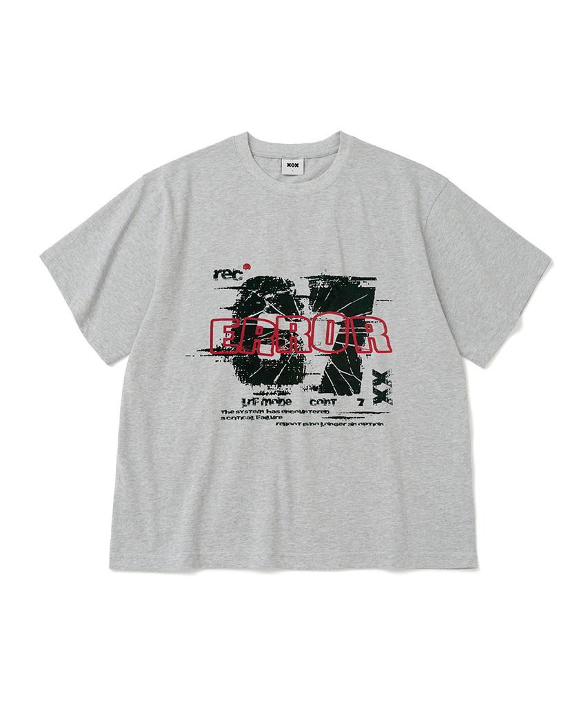 XOX Distorted Error Graphic Crop T-Shirt [M/Grey]
