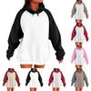 Women's Fashion Casual Plunging Shoulder Long Sleeve Hooded Patchwork Pullover Sweatshirt