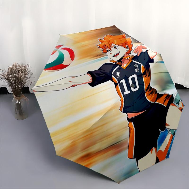 1pc Haikyuu!! Kuroo Tetsurou Automatic Folding Umbrella, 8 Bone Iron Frame, Portable Tri-Fold Design, Outdoor for Fans, Travelers, Daily Use, Gift for
