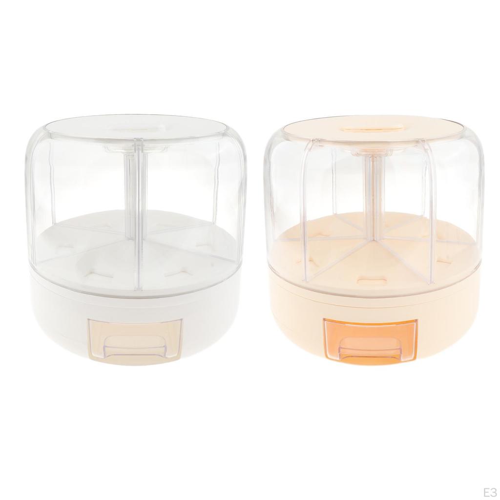 Диспенсер для риса с вращением на 360°, пищевой диспенсер, 6 сеток, контейнер для хранения риса, контейнер для зерна