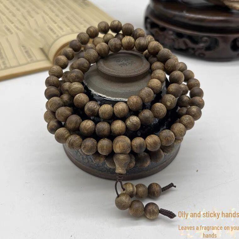 Authentic Hainan Qinan Agarwood Bracelet - 108 Beads for Men & Women