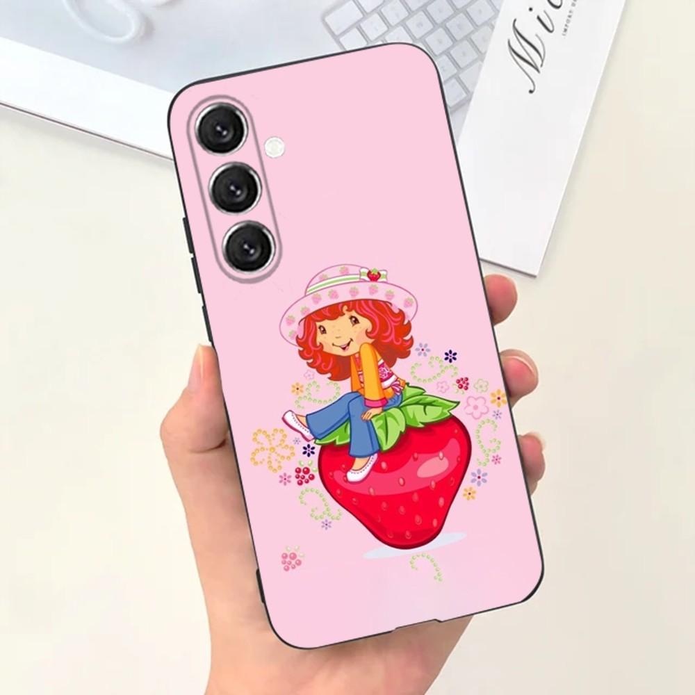 Девочка Розовый Клубничный S-Короткий Торт Чехол Для Телефона Для Samsung S25,S24,S21,S22,S23,S30,Ultra,S20,Plus,Fe,Lite,Note,10,9,5G Черный Чехол