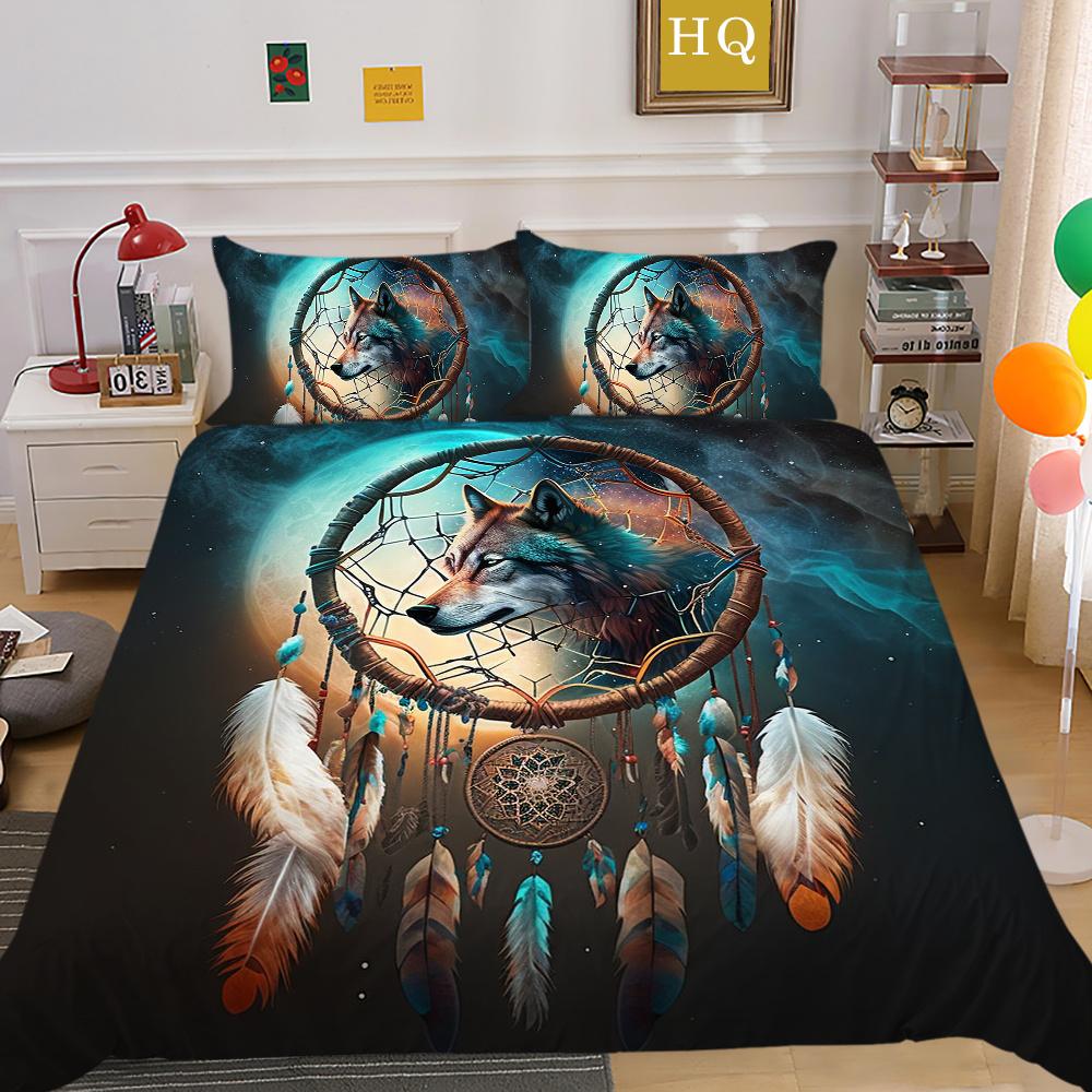 Одеяло с принтом волка, комплект постельного белья из микрофибры королевского размера, чехол для мальчиков-подростков, высококачественный домашний текстиль