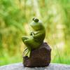 Yousheng спящая лягушка садовая статуя смоляная уличная лягушка украшение водонепроницаемая лягушка на камне фигурка для патио газон двор горшечные растения декор