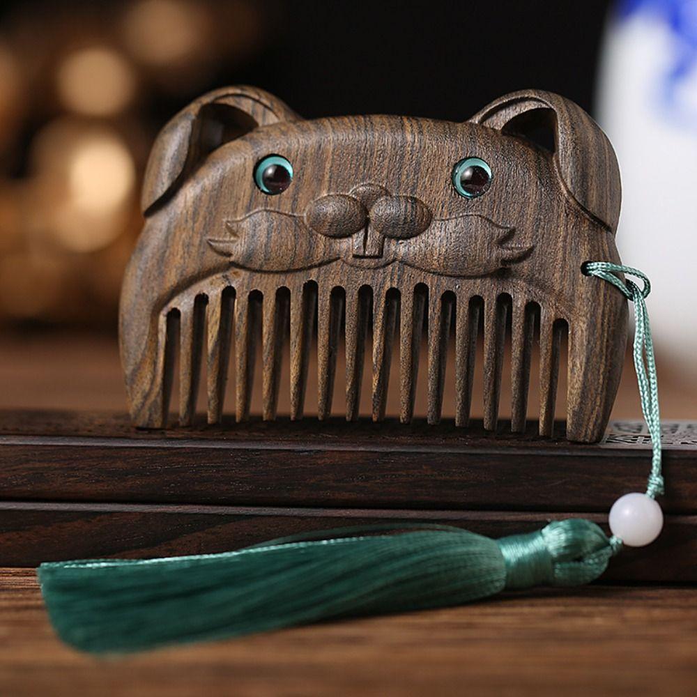 Point Chinese Zodiac Hair Styling Pocket Comb Wooden Hair Comb Fine Tooth Comb Massage Comb