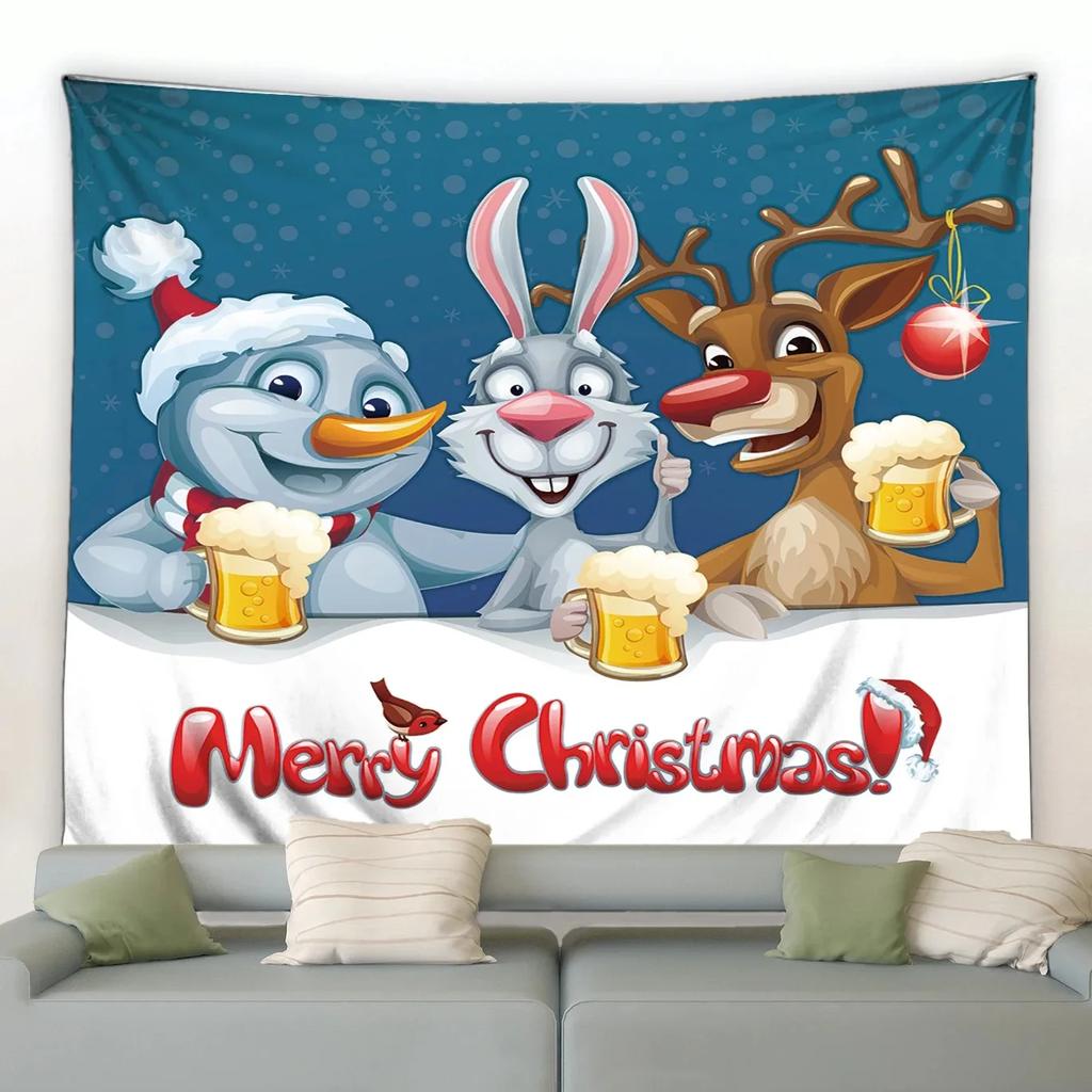 Рождественский мультяшный стиль Гобелен Спальня Гостиная Дом Рождественский декор Гобелен