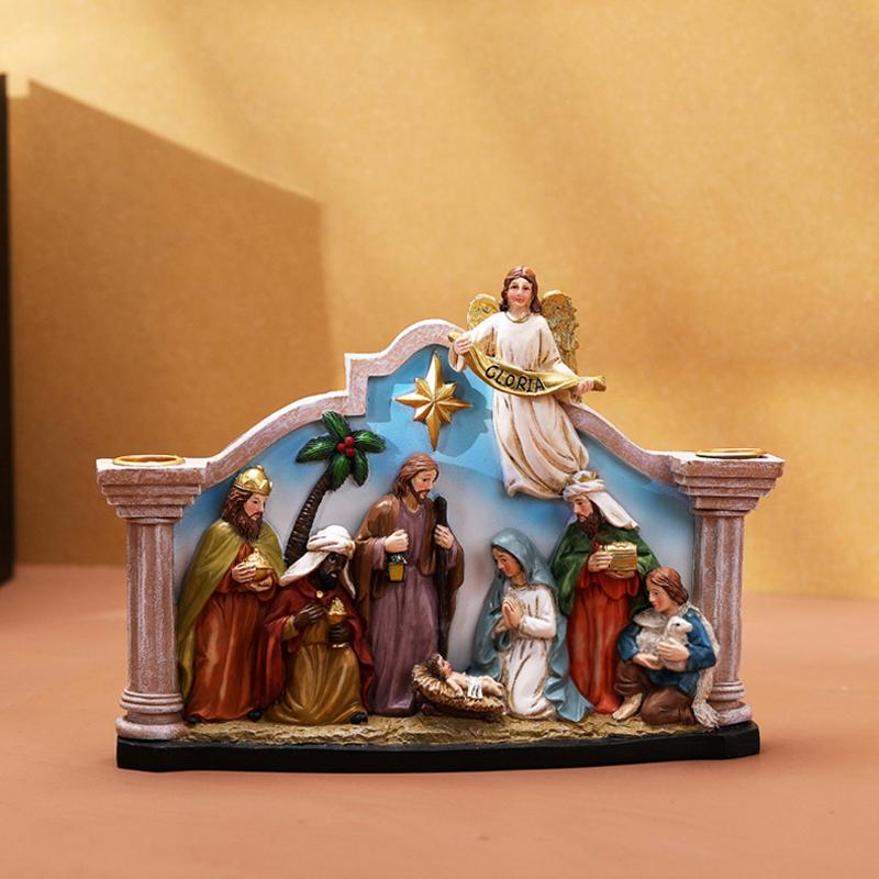 1PC Nativity Durable Tabletop Chip-Resistant Candle Holiday Christmas Gift Holder Smooth Manger Festive