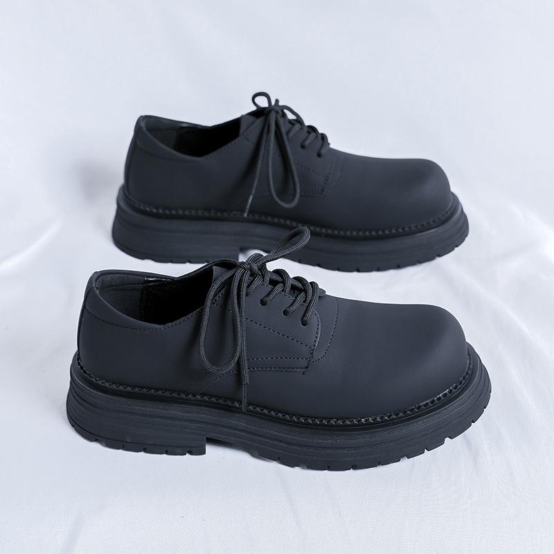 Derby Shoes Men's High-end Men's Martin Boots Low-top Leather Shoes Platform-soled Heightening Shoes Retro Big Head Shoes 24342-R