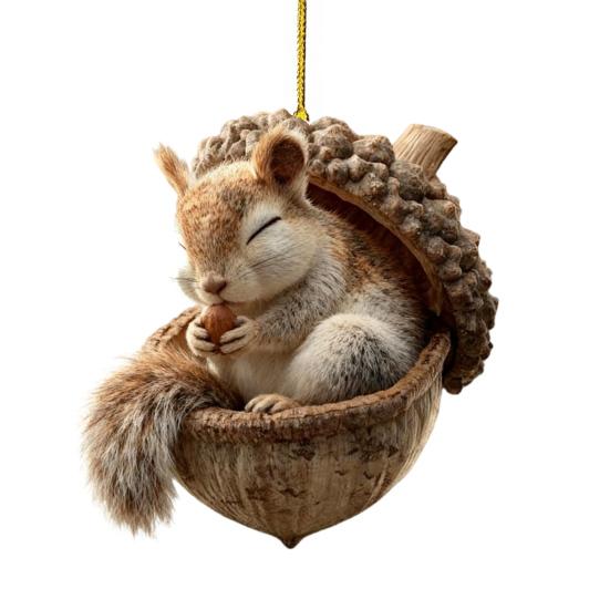 Лесные животные Желудь Украшения 2D Плоские Акриловые Шишки Животные Украшения для Рождественской Елки Лесные Существа Подвесное Украшение для Рождественской Елки Декор для Вечеринки