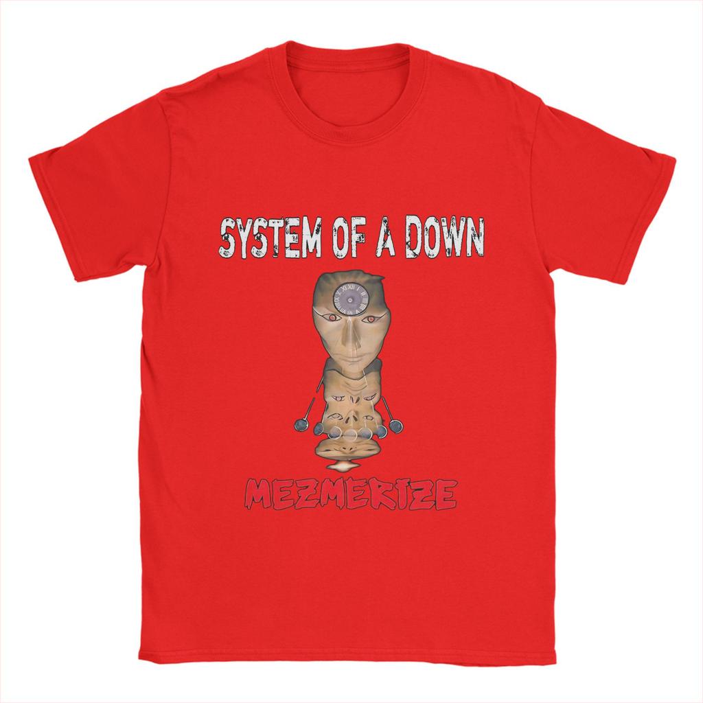System of a Down Футболки для мужчин Музыка Винтаж Чистый хлопок Футболки Круглый вырез Короткий рукав Футболка Одежда больших размеров