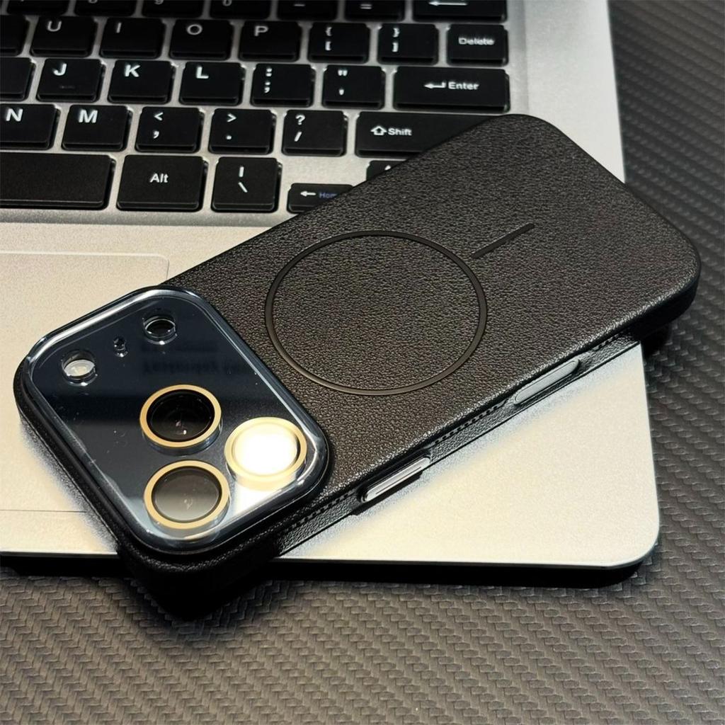 New Leather Magnetic Phone Case for Apple 17PROMAX Goddess Style Anti Fingerprint Simple Strong Magnetic Case