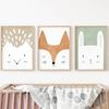 Deer Fox Rabbit Bear Hedgehog Woodland Nursery Wall Art Print Canvas Painting Nordic Poster Wall Pictures Baby Kids Room Decor