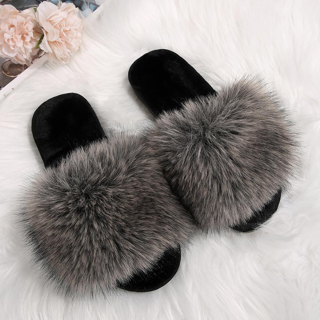 2025 осень новая европейская и американская мода универсальные четыре сезона интернет знаменитости плюшевые одно слово плоские тапочки пушистые тапочки