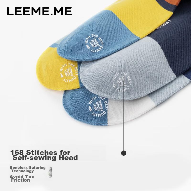 Men's Socks for Autumn And Winter, Casual Cotton Socks, Breathable Mid-Calf Socks, 4 Pairs Pack, Large Color Stripes