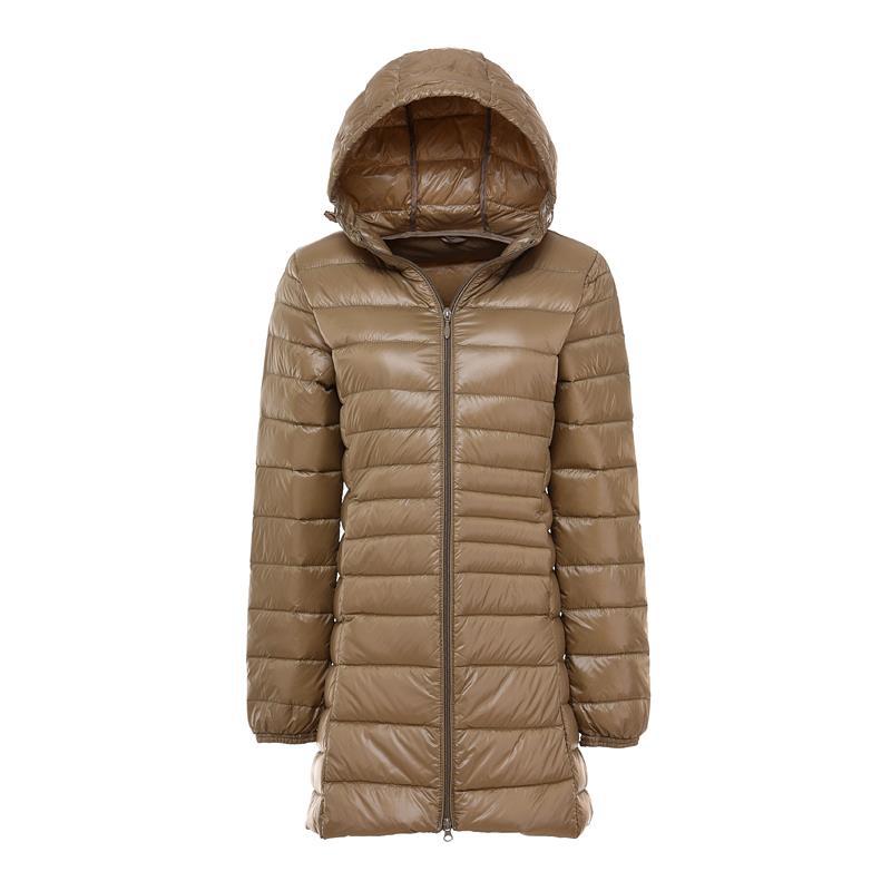 FASHION  Light Down Jacket Women's Medium  Long Fattened Plus Size Removable Cap Lightweight Ultra-thin Jacket Tide Clothes
