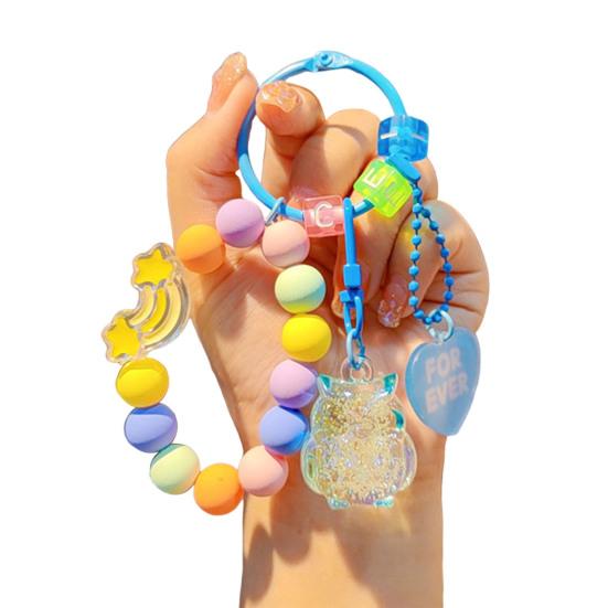 Браслет-ремешок на запястье для телефона с бусинами и подвеской-совушкой, брелок-цепочка против потери, шнурок для мобильного телефона, сумки, ключей