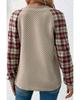 Azura Exchange Apricot Plus Size Plaid Raglan Sleeve Crew Neck Sweatshirt