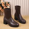 Кожаные массивные женские ботильоны на среднем каблуке, дизайнерская обувь в стиле ретро 2025 года, трендовая зимняя новая брендовая классика в готическом стиле, зимние ботинки для женщин