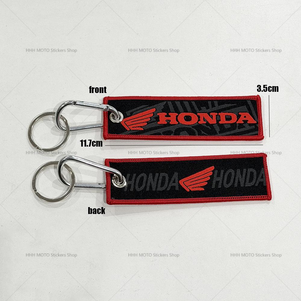 YNEPB1 Embroidery Wings Car Keychain for Honda Cars & Motorcycles Double Sided Key Fob Holder Jewelry
