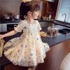 Girls Sweet Dress Summer Children Poplin Dress Mesh Gauze Princess Dress