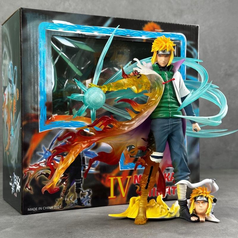 Статуэтка Naruto Minato Namikaze «Желтая Вспышка» из серии GEM, 26 см, Световая фигурка с двумя вариантами головы, Коллекционный дисплей из аниме