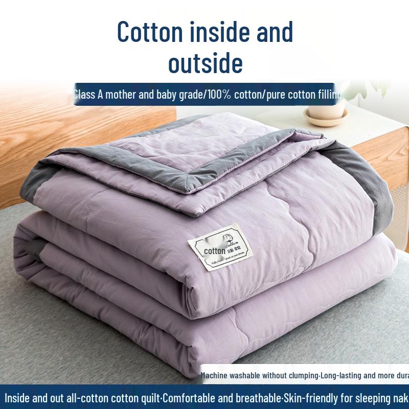 Стиганое одеяло из чистого хлопка - Мягкое, Легкое, Дышащее, Идеально для лета, Доступно в односпальном и двуспальном размерах.