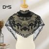 Triangle Scarf Lace Satin Shawl Scarf Hollow Embroidery Flower Pattern Beach Sun Protection Shawl Women Daily Wear